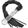 stoqucel Frusta in pelle con nappa nera con manico trasparente, frusta da equitazione, frusta equestre, frusta per giochi di ruolo di coppia