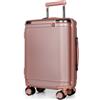 Tavoxda Valigia cabina trolley 55x40x20 cm, ABS rigido con lucchetto TSA e ruote silenziose, manico telescopico regolabile, leggero e resistente, per donna e uomo, rosa oro