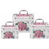 VKZ Beauty Case Donna da Viaggio Set 3 Pezzi, Borsa Porta Trucchi Rigida in Similpelle PU, Trousse Make Up con Manico e Zip, Valigetta Organizer Cosmetici Grande Medio Piccolo,Bianco Rose Rosa