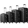 Zelsius Set di valigie 4 pezzi, nero | Valigia rigida in ABS con chiusura a combinazione, 4 ruote e divisorio interno | Valigia a mano, set di valigie rigide 4 pezzi, trolley, valigia grande
