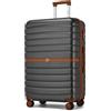 KONO Valigia Grande Rigida 23 kg ABS+PC Trolley con 8 Ruote Leggero (76,5 cm, Grigio/Marrone)