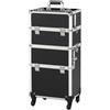 Soberine Valigetta Porta Trucchi 3 in 1 Trolley Make Up Beauty Case da Viaggio per Estetista Professionale Grande con Serratura Ruote Girevoli Nero