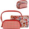 Camomilla Milano Set 3pz Trousses Donna, PVC, Collezione Sweet Bloom, Colore Rosso