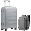 KONO Valigia Media 65cm Rigida in Polipropilene Trolley Valige con TSA Lucchetto e 4 Ruote, Grigio