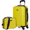 ITACA - Set valigie - Set Valigie Rigide Offerte. Valigia Grande Rigida, Valigia Media Rigida e Bagaglio a Mano. Set di Valigie con Lucchetto Combinazione TSA, Giallo