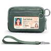 Sbuxhrkid The Iris, portafoglio da donna, mini porta carte con cerniera, con finestra trasparente per documenti d'identità, portamonete, portamonete leggero e portatile, Verde, Unisex Pebble Leather Wallet