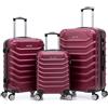 R.Leone Valigia da 1 pezzo Fino a Set 4 Trolley Rigido grande, medio, bagaglio a mano e beauty case 8 ruote in ABS 2026 (Bordò, Set 3 XS M L)