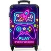NoBoringSuitcases.com Valigia Bambini Trolley 55x40x20 cm Joystick - Neon-Viola