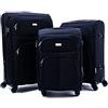 R.Leone Valigia da 1 pezzo Fino a Set 3 Trolley Espandibile grande, medio e bagaglio a mano 4 ruote in stoffa 214 (Nero, Set 3 S M L)