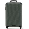 NoBoringSuitcases.com® Valigia Bagaglio a Mano 55x40x20, Bagaglio 10 kg con Ruote, Valigia Rigida Leggera, Trolley Cabina con Strisce - Verde Scuro, Valigia per Aereo