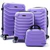 R.Leone Valigia da 1 pezzo Fino a Set 4 Trolley Rigido grande, medio, bagaglio a mano e beauty case 8 ruote in ABS 2026 (Lilla, Set 4 XXS S M L)