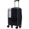 R.Leone Valigia da 1 Fino a Set 3 Bagaglio a mano 55x40x20 Ryanair, Medio, Grande Ultra Strong Antiurto Trolley leggero 8 ruote Polipropilene 6080 (Nero, S Bagaglio a mano)