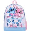 Disney Stitch - Zaino da scuola per ragazzi e ragazze, 2 scomparti, zaino da viaggio per bambini, spallacci regolabili e tasca in rete, Tie Dye