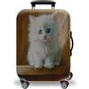LNXSESN Copri Valigia Blu Gatto Bianco Coprivaligia Elastica Copri Valigia Media Lavabile Anti-Graffio Luggage Cover con Cerniera Coprivaligia Media Riusabile Per 22-25 Pollici