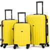 R.Leone Valigia da 1 Fino a Set 4 Trolley Rigido grande, medio, bagaglio a mano e bagaglio EasyJet 45X36X20cm 4 ruote in ABS 9002 (Giallo, Set 3 Pezzi S M L)