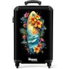 NoBoringSuitcases.com Trolley Bagaglio a Mano 55x40x20 cm, Valigia 10 kg - Tavola da Surf e Fiori