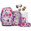 ergobag pack set Zaino scolastico ergonomico e flessibile, 6 pezzi, per la prima elementare Flower PowBear - Lilla