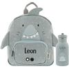 Upstitch Studio Trixie: Zaino e Borraccia per Bambini, per l'Asilo e Chitarra, Personalizzato con Nome Singolo o Come Set, Squalo, Set: Rucksack SMALL + Flasche