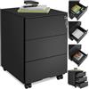 tectake® Armadietto Per Archivio Pratiche con Rotelle, Mobile Porta Documenti 3 Cassetti, 1 Porta Fascicoli, Mobile Salvaspazio, Armadio con Serratura Chiave, Armadio Ufficio Multiuso - Nero