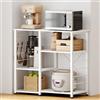 SogesPower Scaffale da Cucina per Microonde con Ganci a Forma di S, Scaffale Mobile Cucina a 3 Livelli per Utensili da Cucina e Spezie, 90 x 40 x 83 cm Bianco Puro