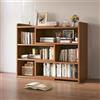 OWOHYG Libreria in Legno Massello Retrattile, Mobiletto Basso con Ripiano Laterale Multistrato Regolabile per Ufficio Dormitorio X17X80Cm, Finitura Noce, Design Moderno, Noce, X17X80Cm