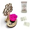 La Rosa dei Sogni Rosa Stabilizzata con Albero della Vita in Legno Intaglio Laser - Fiore Naturale a Lunga Durata, Scatola Elegante - Made in Italy (Fucsia)