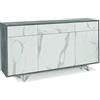 Sarmog Mobile 3 ante e 3 cassetti, Madia soggiorno moderna, Mobile tv, Madia soggiorno, 3 ante apertura push pull, 3 cassetti, Made in Italy, Kit 92x164x41 (Cemento/Marmo calacatta)