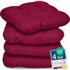 Beautissu Lisa Set di 4 Cuscini da Sedia - 40x40x8 cm - Cuscino di Seduta per sedie di Casa e Giardino, Imbottitura Comoda e Spessa - Rosso