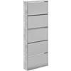 vidaXL Scarpiera con Specchio a 5 Livelli Grigio Cemento 63x17x169,5cm