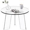 Dewrhiixe Tavolino da Caffè Rotondo, Acrilico Trasparente, Design Moderno, per Soggiorno, Camera da Letto, Ufficio (trasparente, 60×60×40cm)