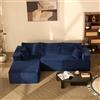 Litbird Divano angolare modulare a forma di L con chaise longue a sinistra - Struttura morbida senza telaio rigido, seduta extra profonda in velluto a coste (Blu navy, Chaise longue sinistra)