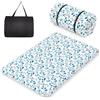 LIFEZEAL Futon Giapponese da Pavimento (blu con foglie, 10x140x200 cm)