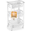 AKITAInk - Carrello Mobile Scaffale a 3 Ripiani bianco con ruote, per Cucina Bagno Cantina, 40 x 29,5 x 70 cm - Organizza e Sposta con Facilità