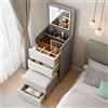 binularg Postazione Trucco con luci e Sgabello, Moderna Copertura Multifunzionale Piccola unità Vanity Toeletta, con Luci LED 3 Colorazioni Specchio Illuminato con 3 cassetti (B)