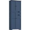 HOCSOK Mobile Alto de Bagno, Armadietto da Pavimento per Bagno, Armadietto Ausiliario con 2 Cassetti e 4 Ante, Adatto per Corridoio, Camera da Letto, Soggiorno, Legno, 60 x 30 x 164.5 cm, Blu Navy