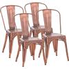 CLP Set 4 Sedie Impilabili Benedikt in Metallo con Schienale, per Ristorazione e Cucina, Sedie Design Robuste, Carico Max 200 kg Colore:rame