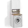 Livinity Mobile lavatrice Paolina, Bianco/Artisan, 68 x 88.2 cm 2 parti con ripianoSpazio aggiuntivo sopra l'elettrodomestico per detersivi e accessori