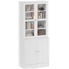 HOMCOM Mobile Libreria con Ante in Vetro Temperato 76x40x178.5 cm Bianco