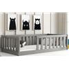 Interbeds Letto bambini Bella 160x80 grigio con protezione anticaduta e rete a doghe, letto a terra Montessori in legno massiccio di pino, fino a 120 kg, per ragazzi e ragazze (Grafite, 160x80)