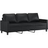 vidaXL Divano a 3 Posti Nero 180 cm in Similpelle
