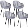 GrandCA HOME Set di 4 Sedie da Pranzo Moderne, Sedia da Cucina con Braccioli, con Schienale cavo Verticale e Gambe in Metallo Nero, Adatte per Soggiorno, Balcone, Ufficio - Grigio