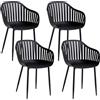 GrandCA HOME Set di 4 Sedie da Pranzo Moderne, Sedia da Cucina con Braccioli, con Schienale cavo Verticale e Gambe in Metallo Nero, Adatte per Soggiorno, Balcone, Ufficio - Nero