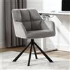 chairus Poltrona da Salotto in Velluto Sedia da Ufficio Girevole Poltroncina Imbottita Non Regolabile Sedia da Scrivania con Braccioli Sedie Moderne per Studio/Computer, Grigio