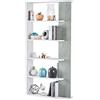 Bricozone Libreria Moderna Con 5 Vani E 6 Ripiani In Melaminico Da 180 Cm Libreria A Parete O Divisoria Per Soggiorno Camera O Ufficio Design Minimalista Robusta Facile Da Montare (Bianco e Grigio Cemento)