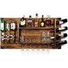 CREATIVE COOPER Scaffale in legno con distributore di bevande, distributore di alcool da parete per 3 bottiglie, 120 x 60 x 14 cm, vintage e rustico, whisky, gin, grappa, regalo barista
