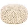 vidaXL Pouf Artigianale, 45x30 cm, Cotone con Palline in EPS, Design Intrecciato in Juta, Rotondo, Poggiapiedi per Soggiorno, Elemento Decorativo, Arredo Casa