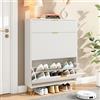 YNYHTER Scarpiera ingresso, mobile scarpiera con 3 ante, scarpiere stretto, armadio, scarpe con cassetti, scarpiere stretto corridoio (bianco, 80 x 24 x 120 cm)