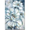 LCDIUDIU Dipinti Su Tela, Struttura Blu Fiore Di Peonia Lamina D'Oro Ictus Stami Astratta Moderna Originale Dipinti Ad Olio Dipinti A Mano Su Tela Per Parete Di Famiglia Soggiorno Sala Da Pranzo Home A