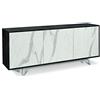 Sarmog Mobile 3 ante, Madia soggiorno moderna, Mobile tv, Madia soggiorno, 3 ante apertura push pull, Made in Italy, Kit 74x177x41 (Ossido nero/Marmo calacatta)