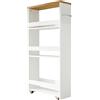 Xisilla Scaffale da cucina a 3 ripiani, per bagno, soggiorno, con ruote, salvaspazio, larghezza 14 cm, colore bianco
